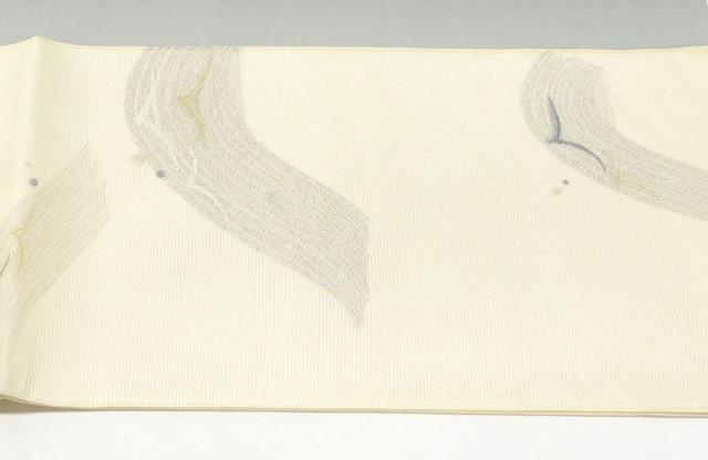 夏物 袋帯 未着用 正絹 立浪幾何模様 絽袋帯 未使用 y0065