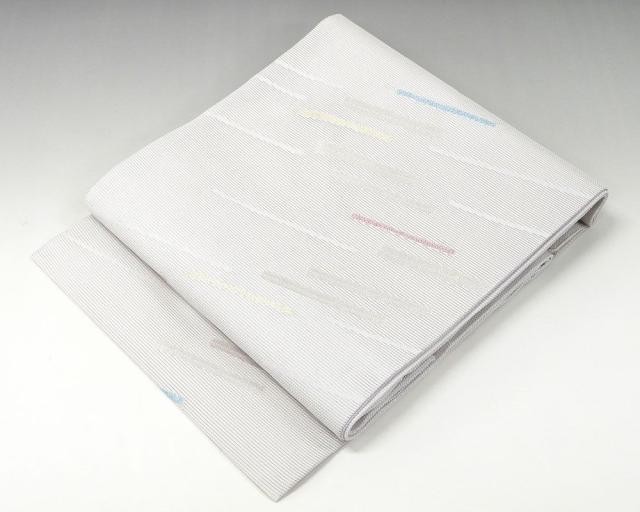 夏物 名古屋帯 新品仕立済 正絹 夏物 京都イシハラ謹製 斜段幾何模様 紗名古屋帯 新品 仕立て上がり y2649