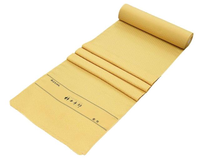 色無地 新品 正絹 加賀友禅 柿本市郎鑑修 丹後ちりめん 濃縮された卵色 織り地 未仕立てもの a2042