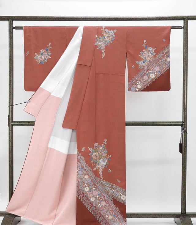 訪問着 正絹 辻が花 身丈163cm 裄丈66.5cm 中古 リサイクル 着物 結婚