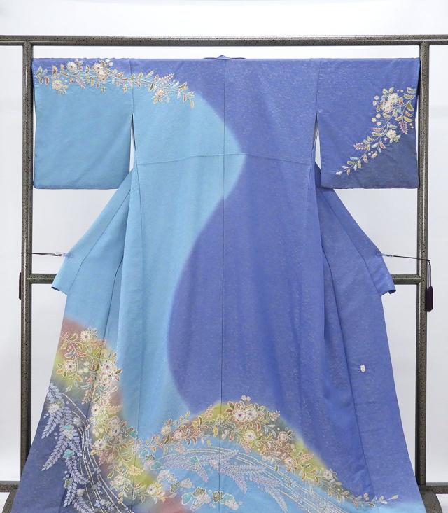 訪問着 正絹 桐屋翠山工房 絞り 辻が花模様 身丈163cm 裄丈68cm 美品 