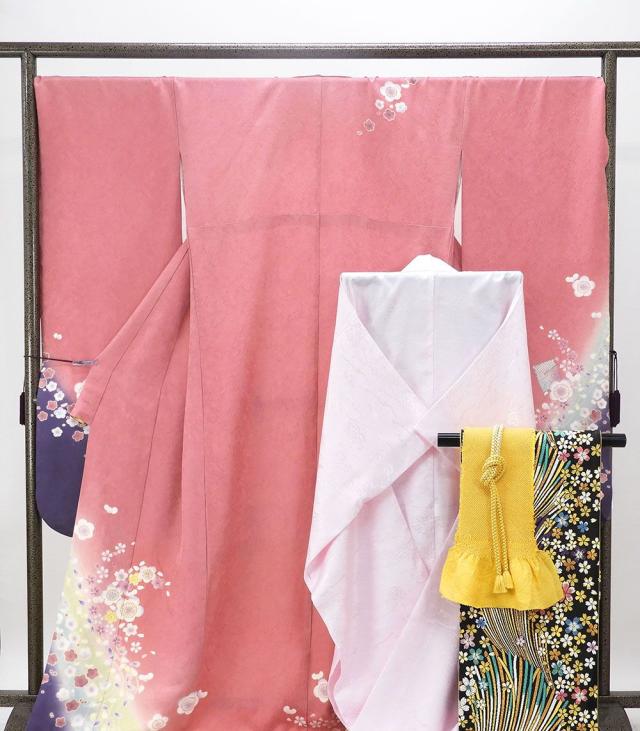 振袖 長襦袢 セット 正絹 5点セット 梅 桜 身丈176.5cm 裄丈70.5cm 