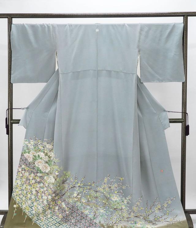 平和屋着物○訪問着 螺鈿 胡蝶蘭 枝垂れ花文 暈し染め 金銀