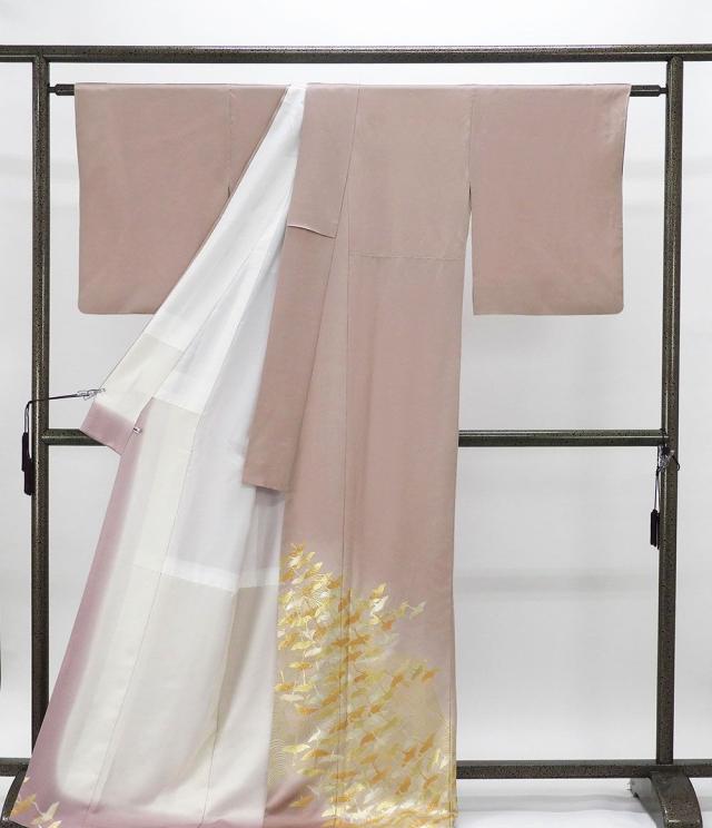色留袖 正絹 金彩友禅 和田光正作 舞鶴立浪 身丈171cm 裄丈68cm 対い蝶 一つ紋 良品 中古 リサイクル 着物 フォーマル レディース f4034_1
