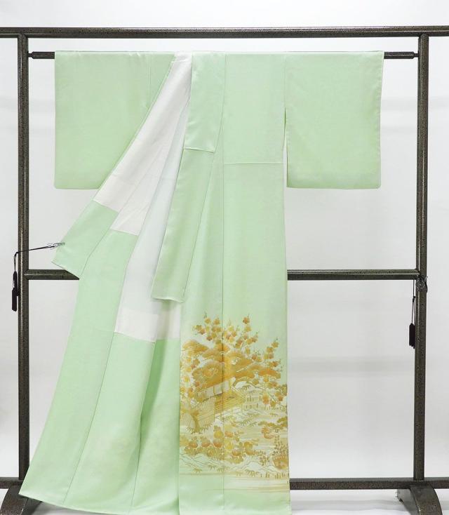 色留袖 正絹 金彩友禅 和田光正作 家屋花鳥風景 身丈164cm 裄丈63.5cm 中古 リサイクル 着物 フォーマル レディース f4035 色留袖 正絹 金彩友禅 和田光正作 家屋花鳥風景 身丈164cm 裄丈63.5