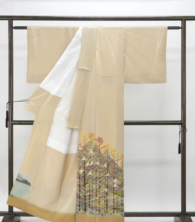 色留袖 未使用 正絹 本加賀友禅 西尾翠峰作 身丈160cm 裄丈65cm 丸に角立四ツ目 一つ紋 未着用 新古品 着物 フォーマル レディース f4044_2