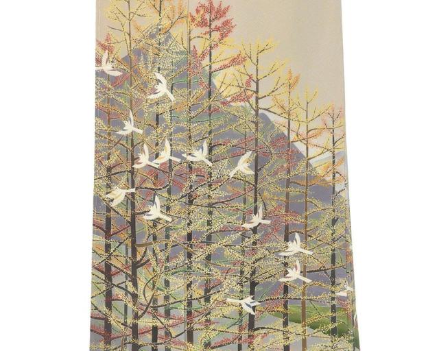 色留袖 未使用 正絹 本加賀友禅 西尾翠峰作 身丈160cm 裄丈65cm 丸に角立四ツ目 一つ紋 未着用 新古品 着物 フォーマル レディース f4044_5