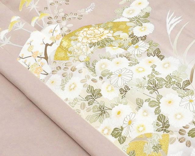 色留袖 正絹 四季花 地紙 身丈165cm 裄丈69cm 五三桐 一つ紋 良品 中古 リサイクル 着物 フォーマル レディース f4075 色留袖 正絹 四季花 地紙 身丈165cm 裄丈69cm 五三桐 一