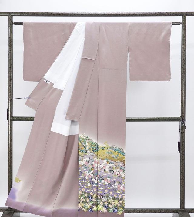 未使用 しつけ付 作家物 『井』友禅 色留袖 身丈164cm 飛鶴 ピンク 色留袖 未使用 正絹 加賀友禅 南野萌仙作 古池に桜 身丈160cm 裄丈65.5