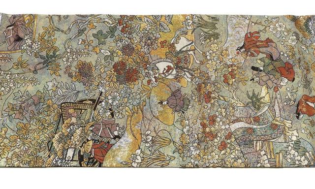 袋帯 正絹 佐賀錦 花鳥几帳文 礼装用 フォーマル 中古 リサイクル g4118