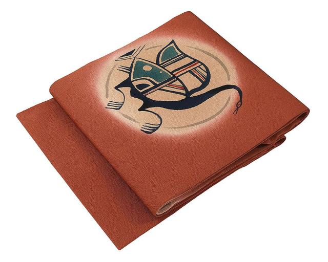 名古屋帯 未使用 正絹 鳥模様 縮緬名古屋帯 未着用 美品 新古品 カジュアル 着物 h0987