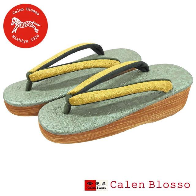 草履 菱屋謹製 カレンブロッソ カフェ草履 Ｌサイズ ボタニカル 型押し ビブラムソール Calen Blosso Cafe ZORI viborom 新品 n5546