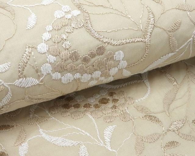 半幅帯 百華 ベージュ 刺繍 MOMOKA レース 綿 麻 日本製 着物 帯 カジュアル レディース 単品 半巾帯 細帯 p4484_4