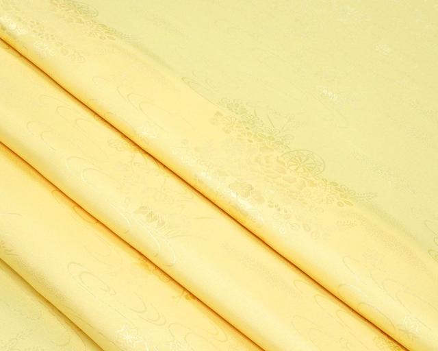 長襦袢 新品 ポリエステル 流水花車地紋 反物 イエロー レディース 未