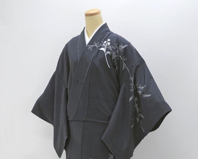 単衣 訪問着 新品 仕立上がり 正絹 刺繍 唐花 萩身丈165cm 裄丈68.5cm