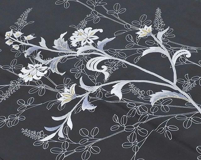 単衣 訪問着 新品 仕立上がり 正絹 刺繍 唐花 萩身丈165cm 裄丈68.5cm