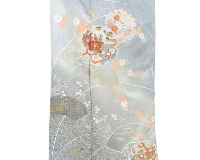 単衣 訪問着 新品 仕立上がり 正絹 雪輪 吉祥 四季花 身丈166cm 裄丈68cm 仕立済 着物 wb5047_5