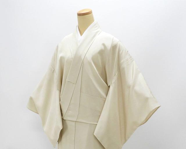 単衣 江戸小紋 新品 仕立上がり 正絹 鮫 ベージュ 身丈164.5cm 裄丈68.5cm 仕立済 着物 wc5006_3
