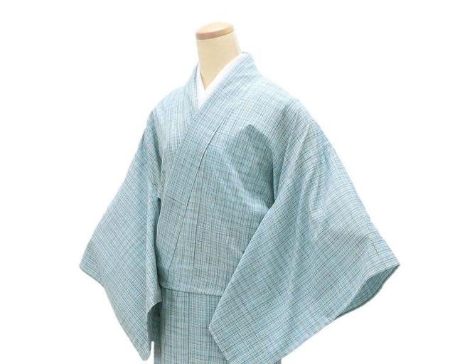 単衣 紬 新品 仕立上がり 正絹 渡源織物 紅の乱縞 乱縞 身丈165cm 裄丈67.5cm 仕立済 着物 wd5002_3