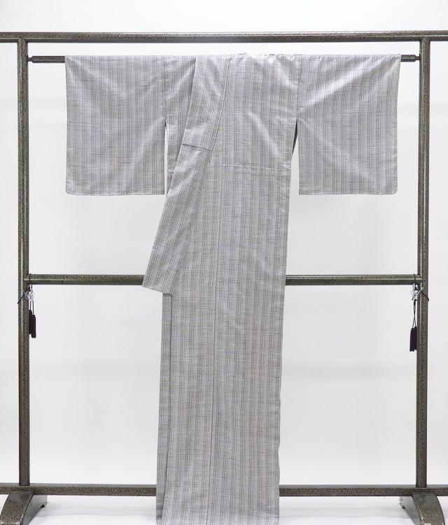 単衣 紬 新品 仕立上がり 正絹 渡源織物 紅の乱縞 乱縞 身丈165.5cm 裄丈68.5cm 仕立済 着物 wd5004_2