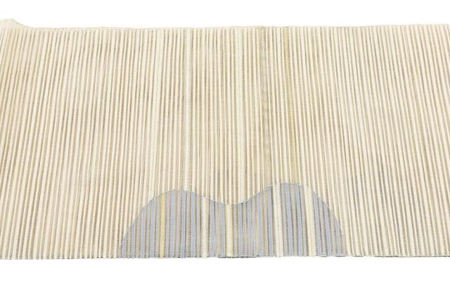 夏帯 名古屋帯 絽綴れ 正絹 新品 仕立て上がり アイボリー 横段