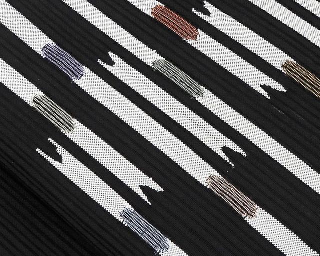 夏帯 名古屋帯 絽綴れ 正絹 新品 仕立て上がり 黒 横段 幾何 夏八寸帯