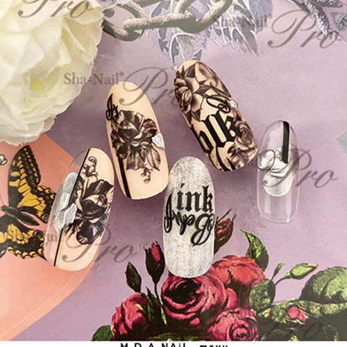 写ネイル Pro ブラックインク イットブラック Sha Nail ネイルシール プロ ｐｒｏ Mayu先生 M D A Nail バラ 花 タトゥ柄 の通販はau Pay マーケット ネルパラ 春の新色発売中