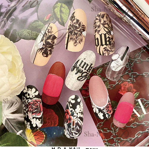 写ネイル Pro ブラックインク イットブラック Sha Nail ネイルシール プロ ｐｒｏ Mayu先生 M D A Nail バラ 花 タトゥ柄 の通販はau Pay マーケット ネルパラ 春の新色発売中