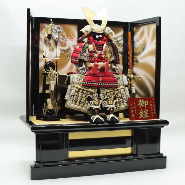 鎧飾り 五月人形 鎧 平飾り 7号 幅65cm（245to0509）翠鳳 摩天楼鎧 金箔月に竹