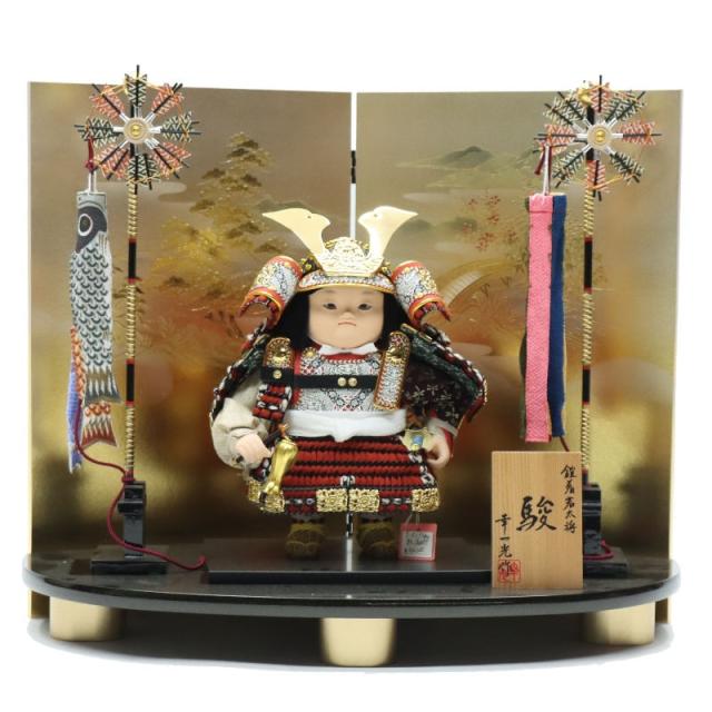 屏風　五月人形 アウトレット品 五月人形五月屏風 屏風のみ 四尺 黒シルク 鳳凰 二