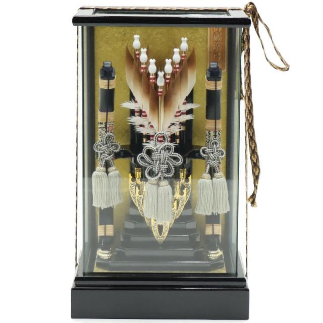 破魔弓 ケース飾り 金閣 8号 高さ37cm 黒塗りケース (2024-ys010) ケース入り お正月飾り 初節句 お祝いの通販は