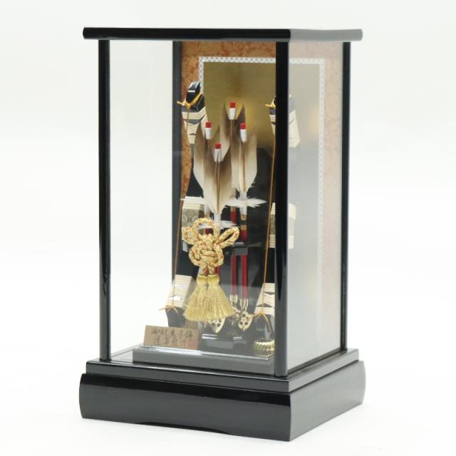 御破魔弓飾 破魔弓ケース入り飾りセット【P7324】 美しい高級檜使用の豪華な枠なし