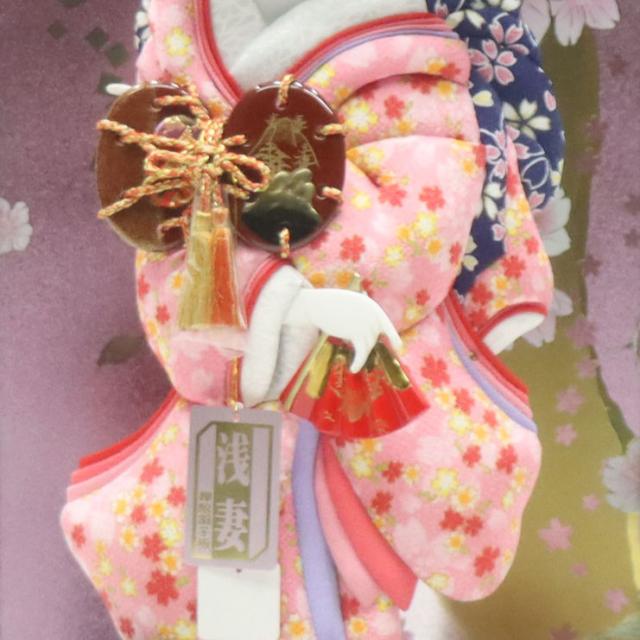 羽子板 ケース飾り 美園 15号 縮緬 高さ61cm ワイン塗りケース