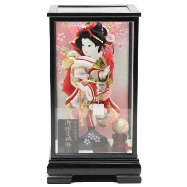 羽子板 ケース飾り 桜華 10号 刺しゅう 高さ44cm 黒塗りケース (2024