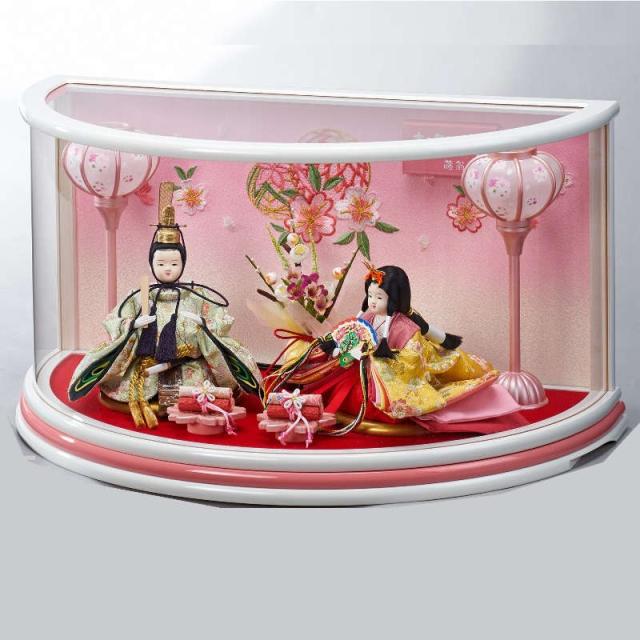 雛人形 ケース飾り まりな 豆 親王飾り 幅50cm 変り型彩色LG塗