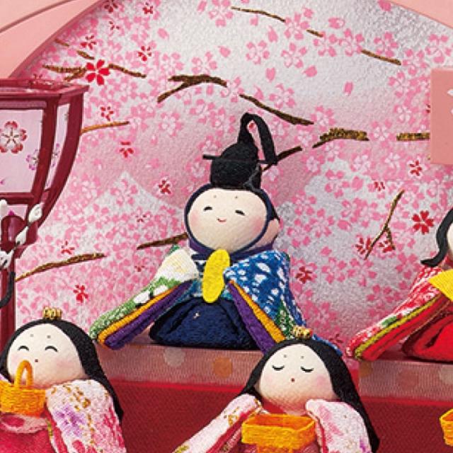 雛人形 舞あそび 桃 わらべ 十人 手鏡型ケース アクリルケース飾り