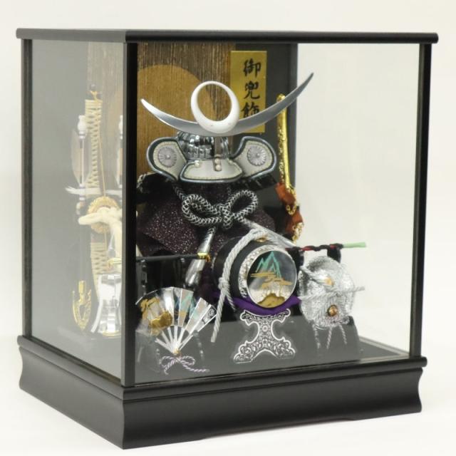 五月人形 ケース入兜 藤翁作 0 翠 上杉謙信 ガラスオルゴール付