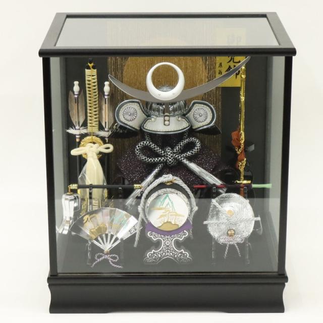 五月人形 ケース入兜 藤翁作 0 翠 上杉謙信 ガラスオルゴール付