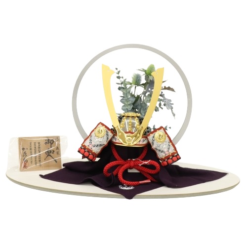 五月人形 兜飾り平飾 加藤鞆美作 1/3号 蒼 源義家