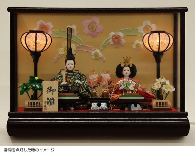 雛人形 ケース飾り 遥香 親王 黒塗りケース 2025-tg004 幅47cm 親王