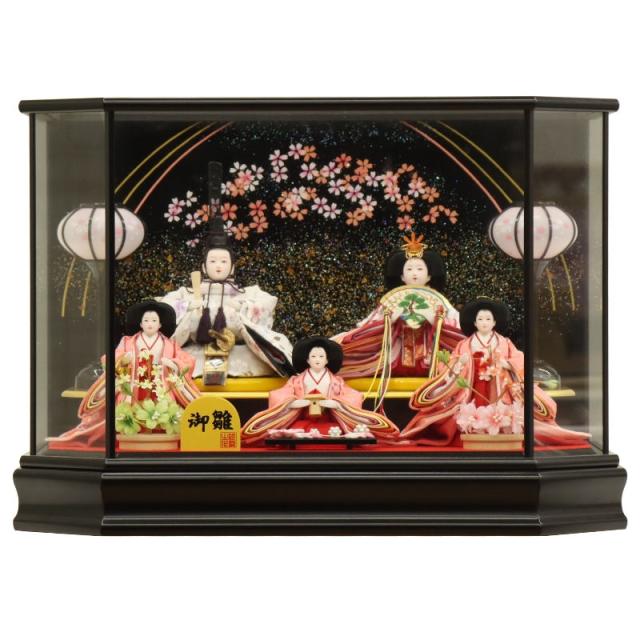 雛人形 ケース飾り 柚葉 小三五 五人 黒塗り六角ケース 2025-tg008 幅56cm 五人ケース入り 5人 ひな人形 お雛様 桃の節句 節句 お祝い インテリア 96,800円