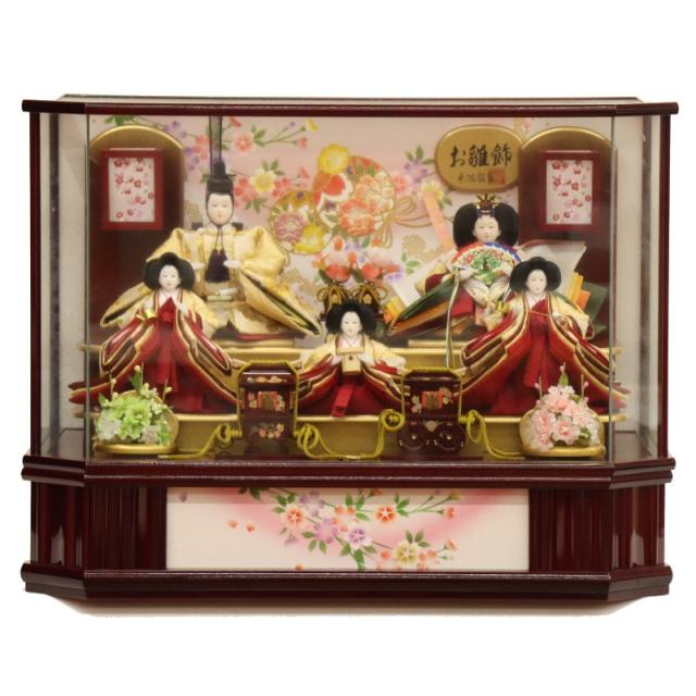 雛人形 ケース飾り 新春宴 小三五 芥子 五人 ワイン塗り六角ケース オルゴール付き 2025-tg009 幅63cm 五人ケース入り 5人 ひな人形 お雛様 桃の節句 節句 お祝い インテリアの通販は 129,800円