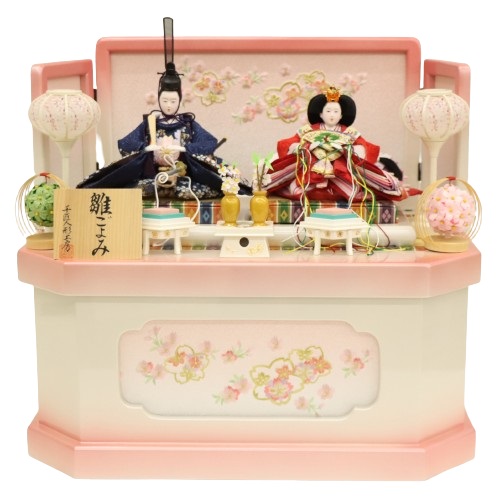 雛人形 桃の節句 屏風 桜と鞠