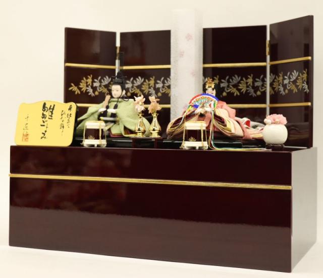 雛人形 収納飾り 香澄（かすみ） 芥子 親王 垂れ髪 カリノ溜塗収納