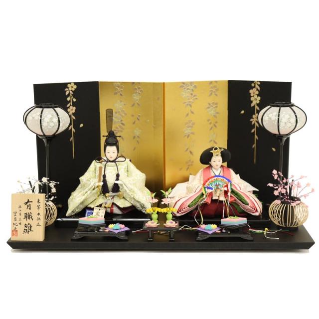 雛人形 親王平飾り しずく 望月紀彦 芥子 親王 束帯 パステルカラー 黒布箔押屏風 2025-tg077 幅50cm 平飾り 2人 ひな人形 お雛様 桃の節句 節句 お祝い インテリアの通販は 140,000円