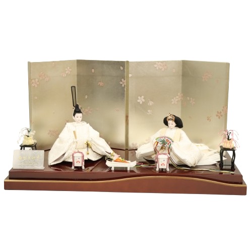 雛人形 親王平飾り 純白、絹の桐竹鳳凰 田村芙紗彦 十一番 親王 アルミ銀箔屏風 2025-tg104 幅70cm 平飾り 2人 ひな人形 お雛様 桃の節句 節句 お祝い インテリアの通販は