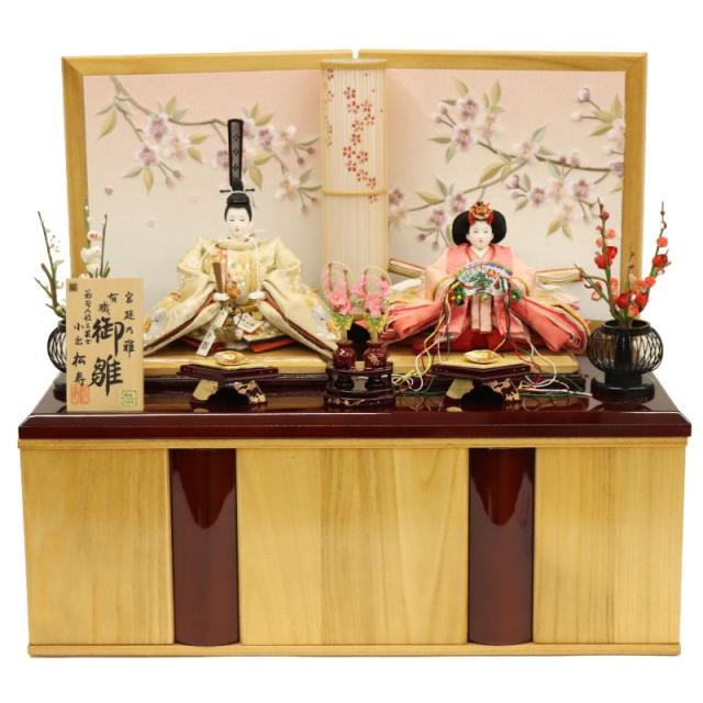雛人形 収納飾り 花鈴〜かりん 小出松寿 京十一番 親王 京刺繍 京桜ピンクぼかし屏風 2025-tg114 幅60cm 親王収納 2人 ひな人形 お雛様 桃の節句 節句 お祝い インテリアの通販は