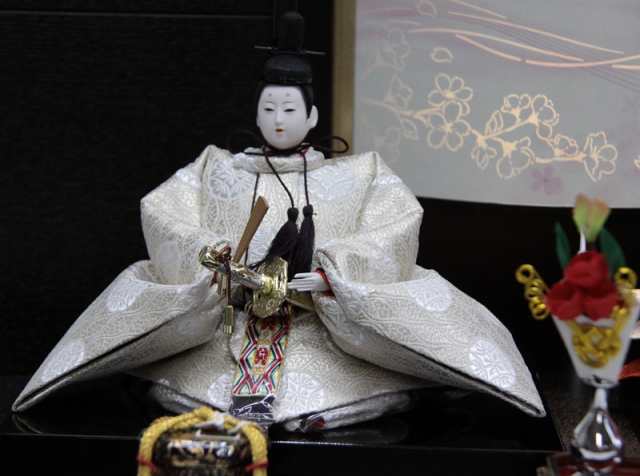 雛人形 親王 平飾り 大橋弌峰作 有職雛 hn112 hs1259 幅70cm 十番 金桜