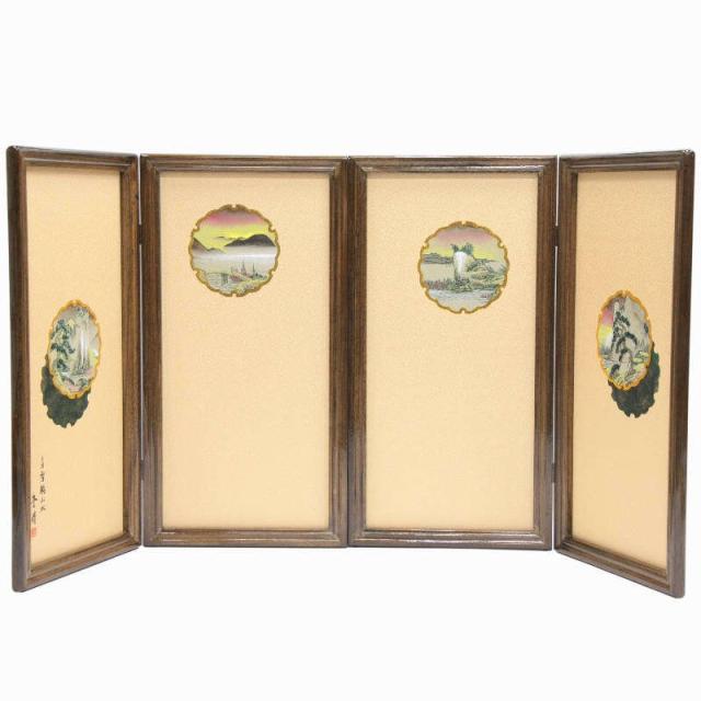 アウトレット品 五月人形屏風単品 25号五月屏風 皇帝 極上雪輪山水枠艶