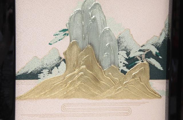 アウトレット品 五月人形屏風単品 25号倫光屏風 黒塗盛上